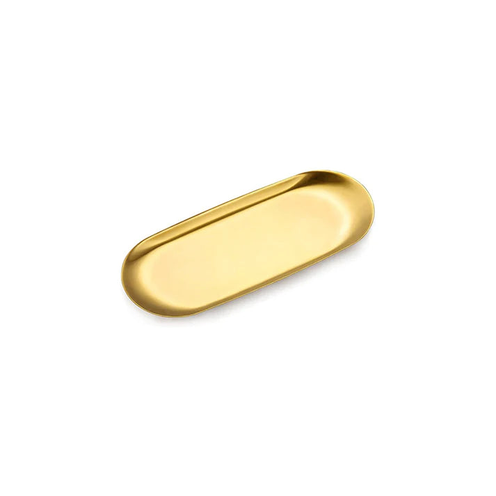 Stainless Steel Long-Oval Tray Gold (22 x 9 cm)