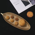 Leaf Shape Wooden Golden Tray