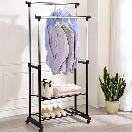 Double-Pole 2 Layer Cloth Hanging Rack