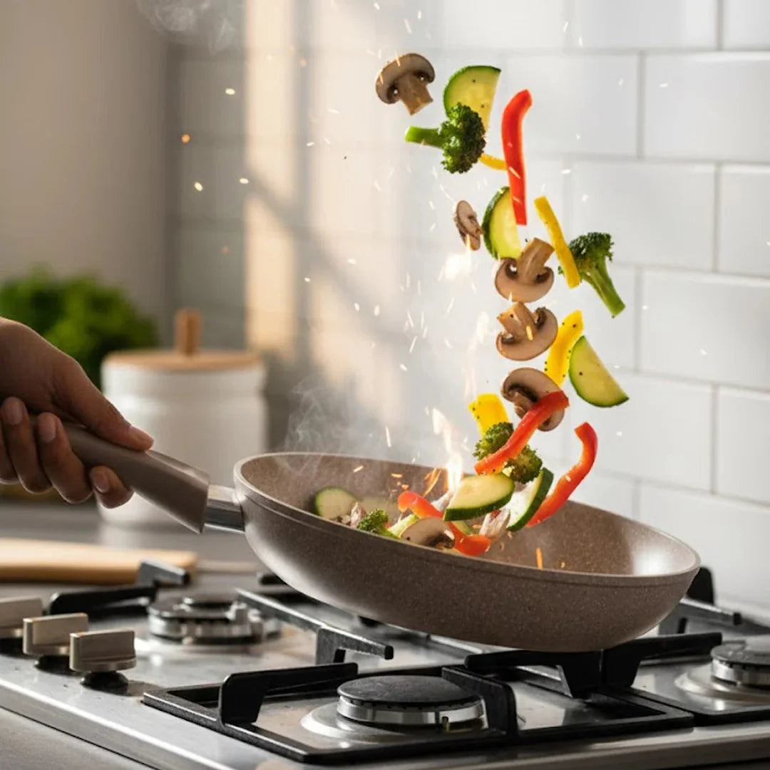 O.M.S Premium Granite Non-Stick Fry Pan - Brown