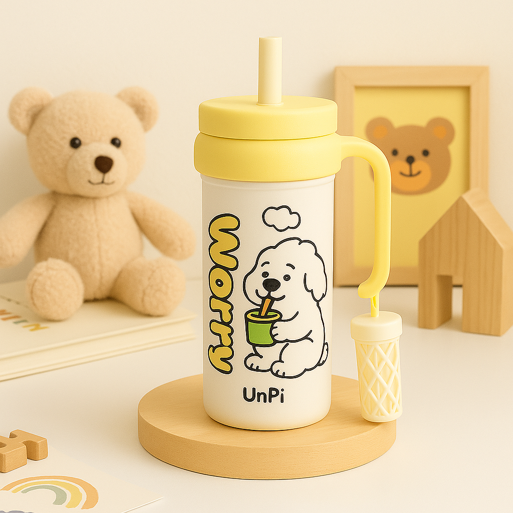 Kids Cartoon Handle Straw Bottle – 700ml