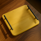 2-Piece Bamboo Serving Tray Set with Black Metal Handles