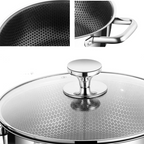 Stainless Steel Soup Pot, Wok, Non-Stick Pan With Lid, Honeycomb Hot Pot For Home, Induction Cooker, Gas Stove, Kitchen Cookware