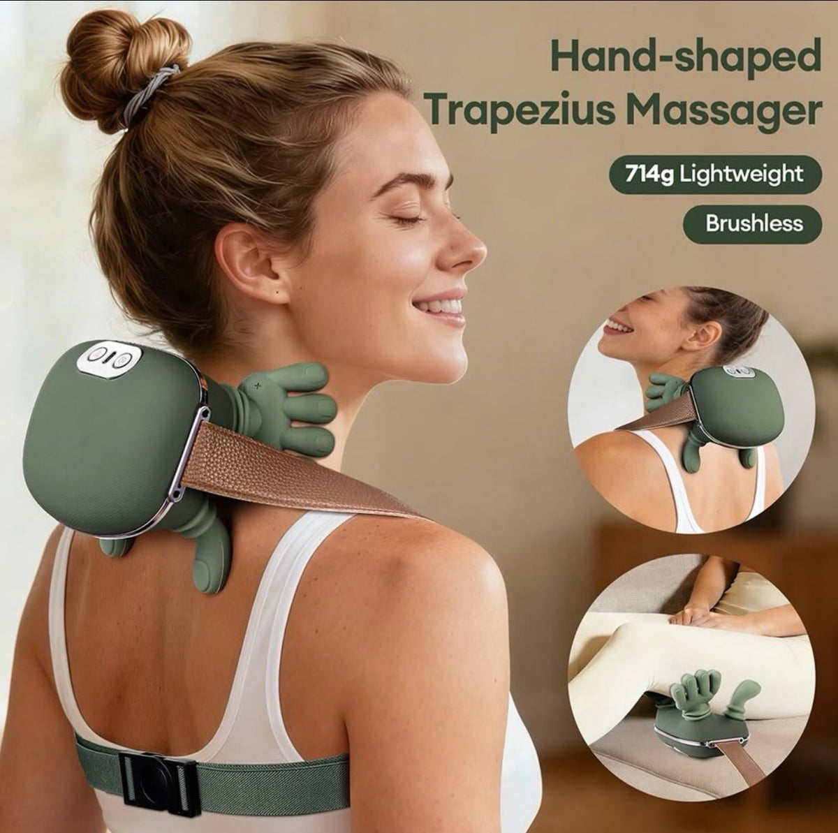 Neck And Back Massager With Heat For Pain Relief, Wireless Portable Shoulder & Back Kneading Massage Pillow