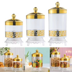 3Pcs Transparent Candy Jar With Lid, Dry Food Storage Container, Cookie Jar