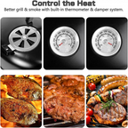 3 In 1 Vertical Charcoal Smoker,16 Inches Separable BBQ Smoker Grill Combo With Built-In Thermometer & Easy TEMP Adjustable Vent For Outdoor Cooking