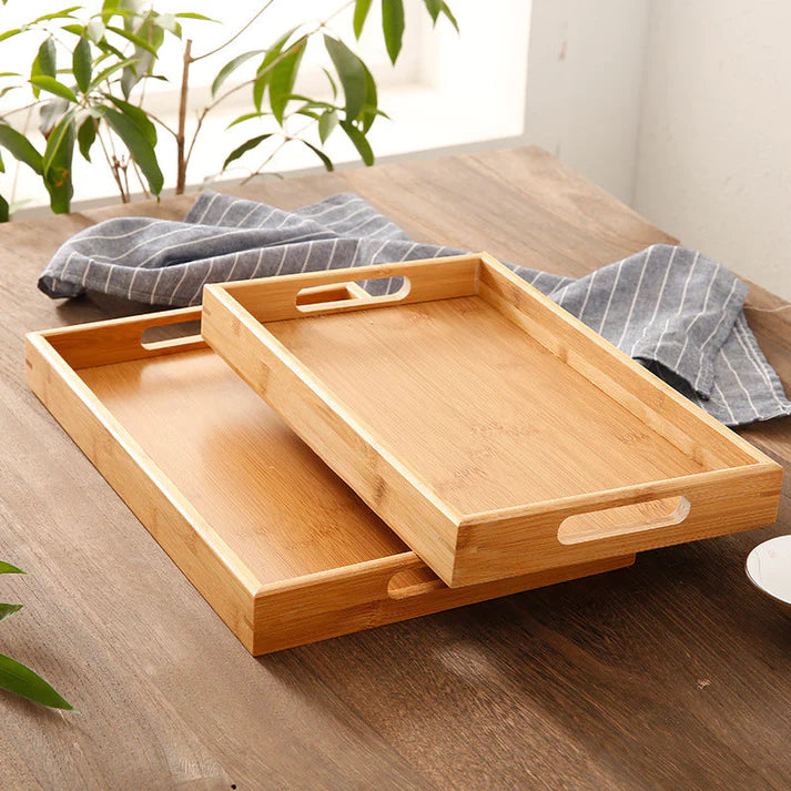 Wood Bamboo Tray Set of 3