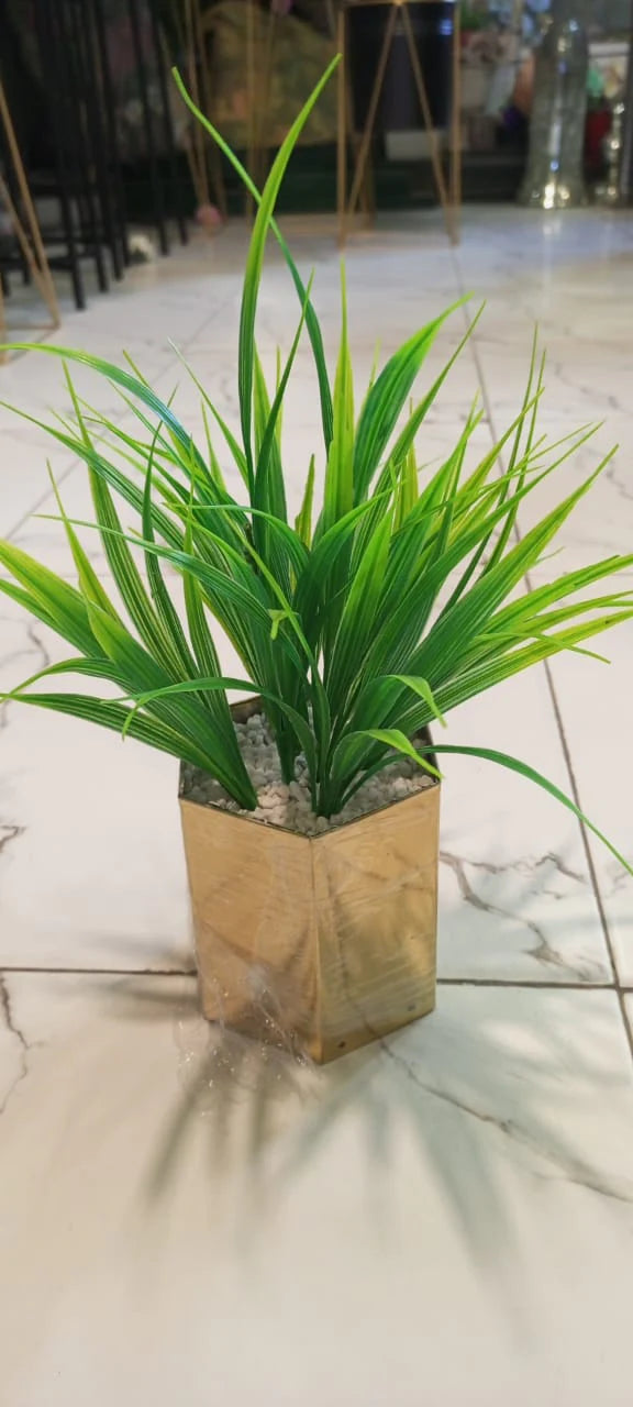 Golden Floor Planter Pot with Plants