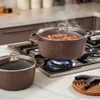 Falez 9-Piece Premium Granite Non-Stick Cookware Set - Nova Copper