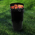 Vertical Charcoal Smoker Grill 18 Inch, Heavy Duty Round BBQ Grill Multi-Function Barrel Grill For Outdoor Cooking, Black