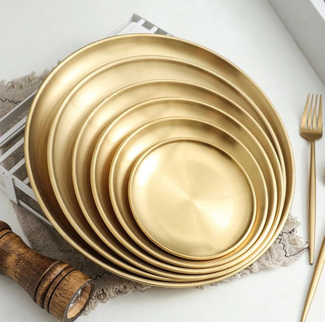 Luxurious SS Round Plate Gold 50 cm