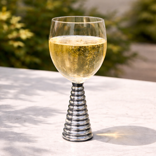 Screw Champagne Goblets Glass - Silver - Set of 6