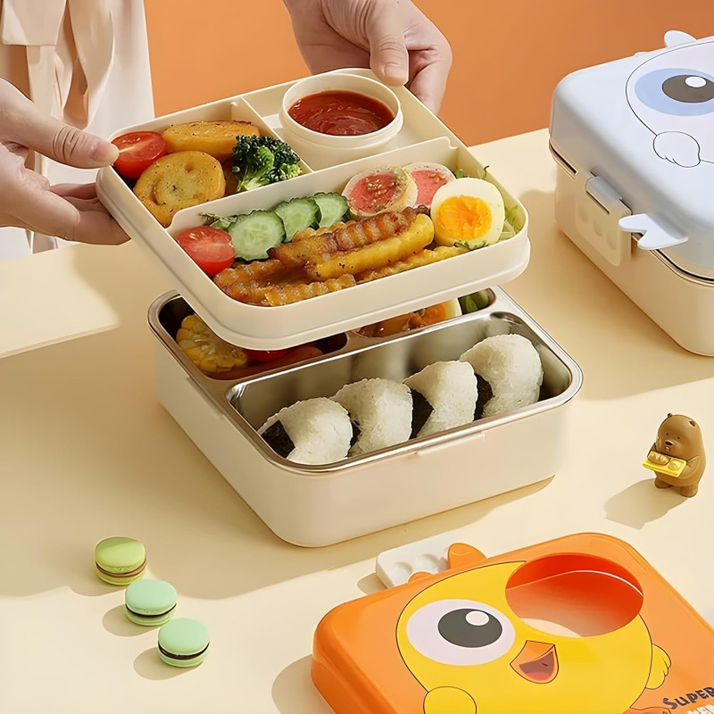 Super Cat Cartoon Divided Lunch Box – Cute & Portable Kids Lunchbox