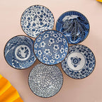 Japanese Style Korean 4.5 Inch Flower 6-Ceramic Bowl Set for Rice Soup