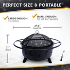 Round Bonfire Wood Burning Patio & Backyard Firepit For Cooking BBQ Grill