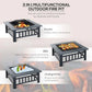34' Outdoor Fire Pit Square Steel Wood Burning Firepit Bowl With Spark Screen