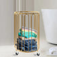 Electroplated Modern Round Metal Laundry Basket With Wheels