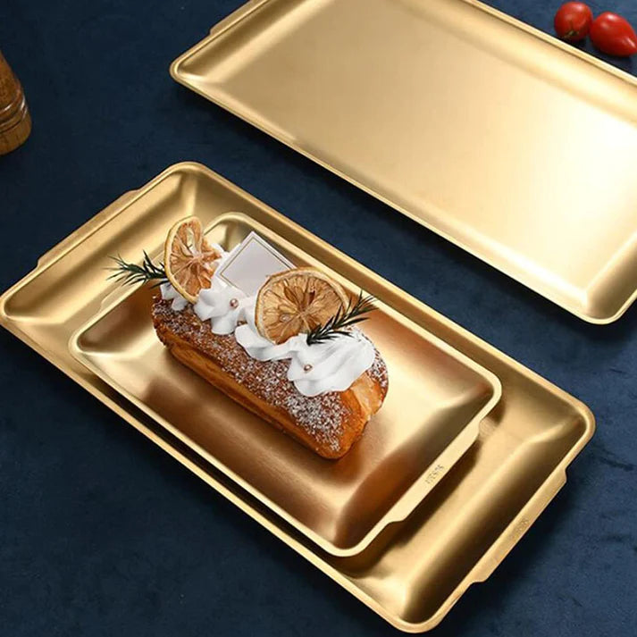 Stainless Steel Rectangular Tray Gold (32 x 16 cm)