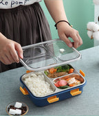 3 Compartment Stainless Steel Insulated Perfect Lunch Box