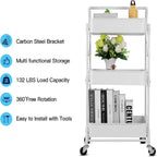 Foldable 3 Tier Metal Utility Rolling Cart