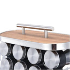 Stainless Steel Condiment Set Spice Jar Rack 16 Pcs