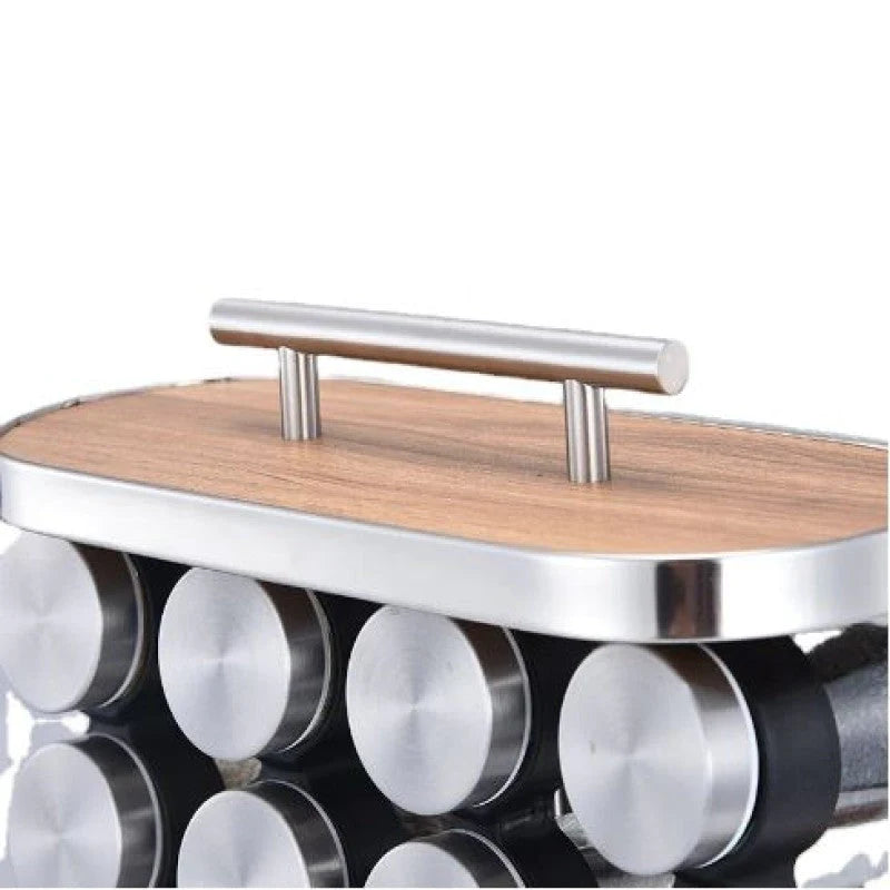 Stainless Steel Condiment Set Spice Jar Rack 16 Pcs