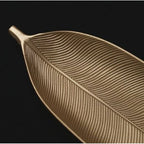 Leaf Shape Wooden Golden Tray