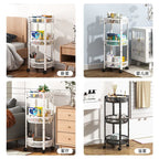 Three-Tier Kitchen Large-capacity Storage Rack Foldable Floor Rack with Wheels