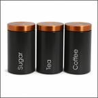 3 Pcs Matte Black Metal Kitchen Storage Canisters