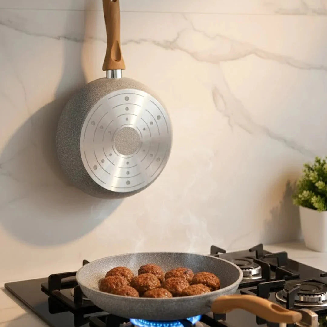 Falez 9-Piece Premium Granite Ceramic Coated Non-Stick Cookware Set - Ultima Grey