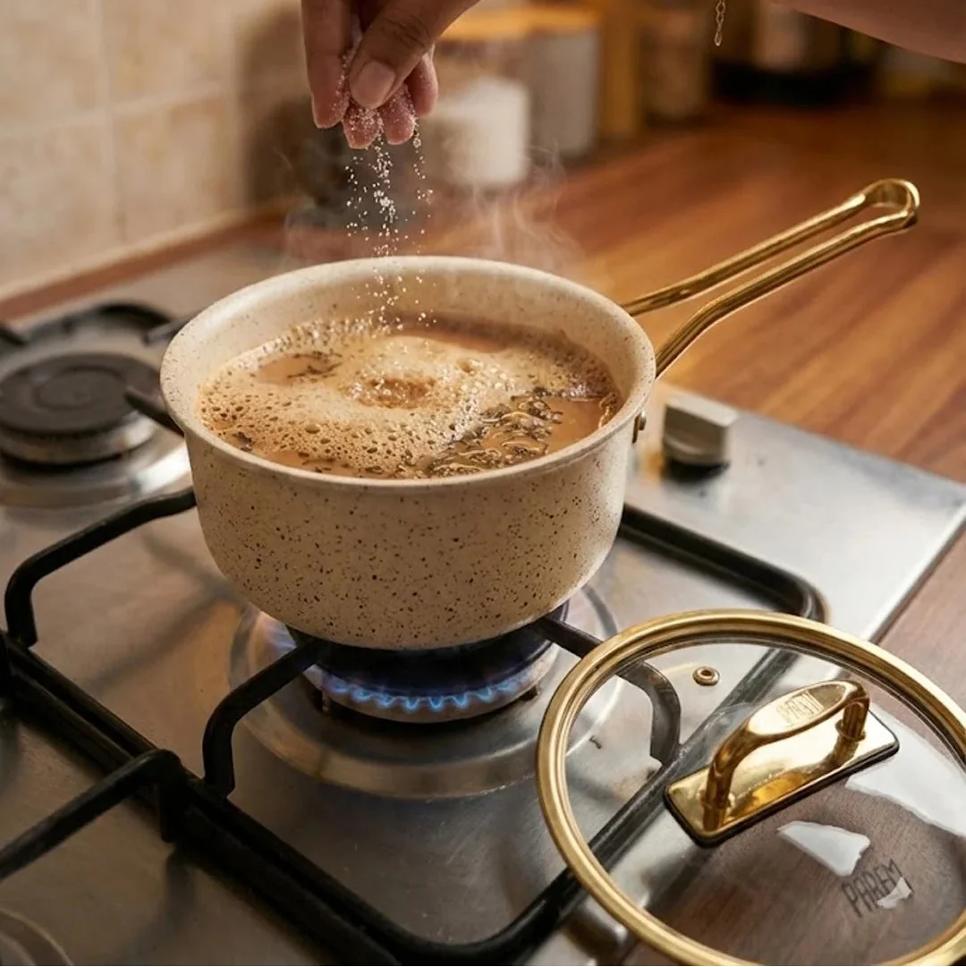 Falez Premium 9-Piece Granite Non-Stick Cookware Set - Parem Creamy