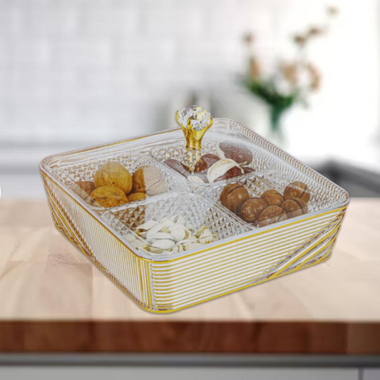 Acrylic Dry Fruit Tray With Lid – Stylish Square Serving Box