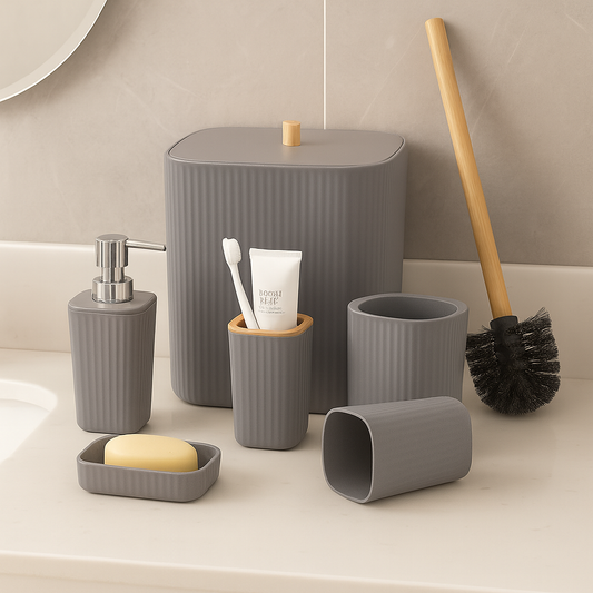 Premium Quality 6Pcs Bathroom Set - Grey