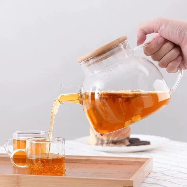 Borosilicate Glass Kettle With Wooden Lid