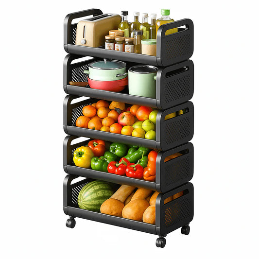5-Tier Stackable Rolling Storage Cart