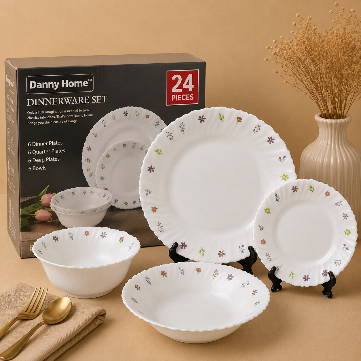 Danny Home™
Danny Home 24 Pcs Meadow Blossom Dinner Set