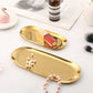 Stainless Steel Long-Oval Tray Gold (22 x 9 cm)