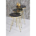 3pcs Coffee Table Set Metal with Marble PVC Top