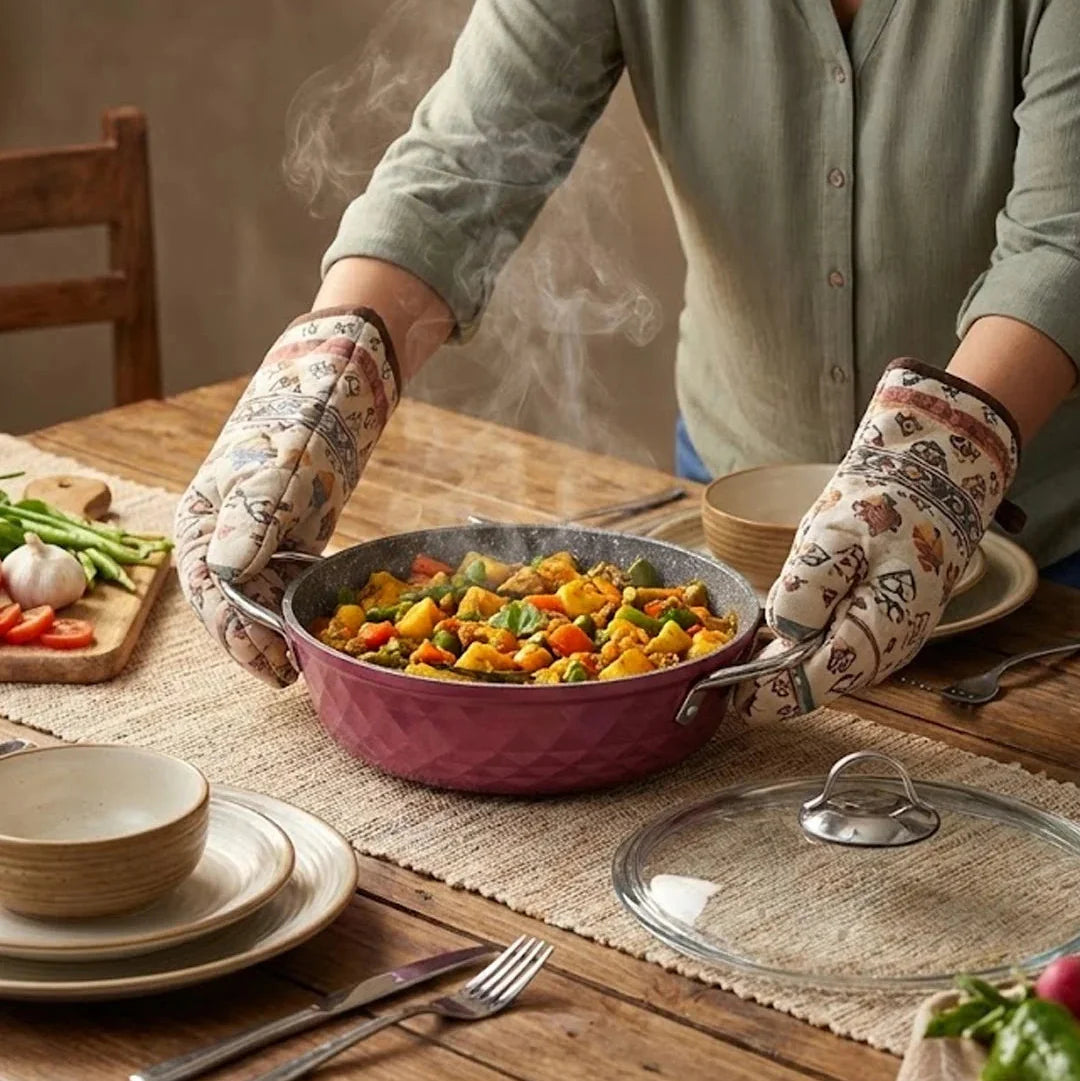 Falez Premium 9-Piece Granite Non-Stick Cookware Set - Bio Diamond Violet