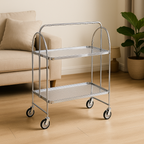 Modern Gold Folding Bar Cart Trolly - Silver