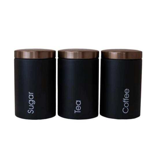 Metallic Canister Set With Rose Gold Lid – Elegant Storage Solution