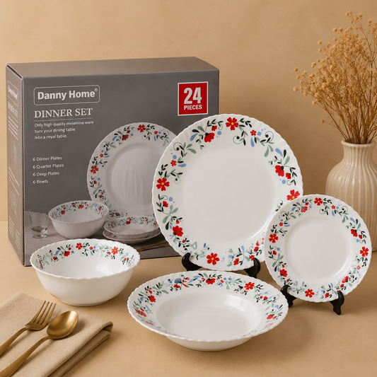 Danny Home™
Danny Home 24 Pcs Scarlet Blossom Dinner Set
