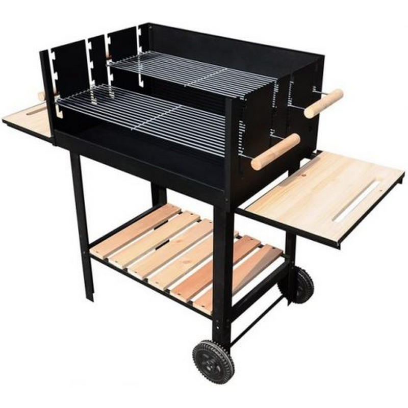 Portable Outdoor BBQ Grill Charcoal Grill Rack Smoker With Wheels