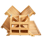Foldable Bamboo Dish Drying Rack Holder - Wooden Flatware Dish Rack