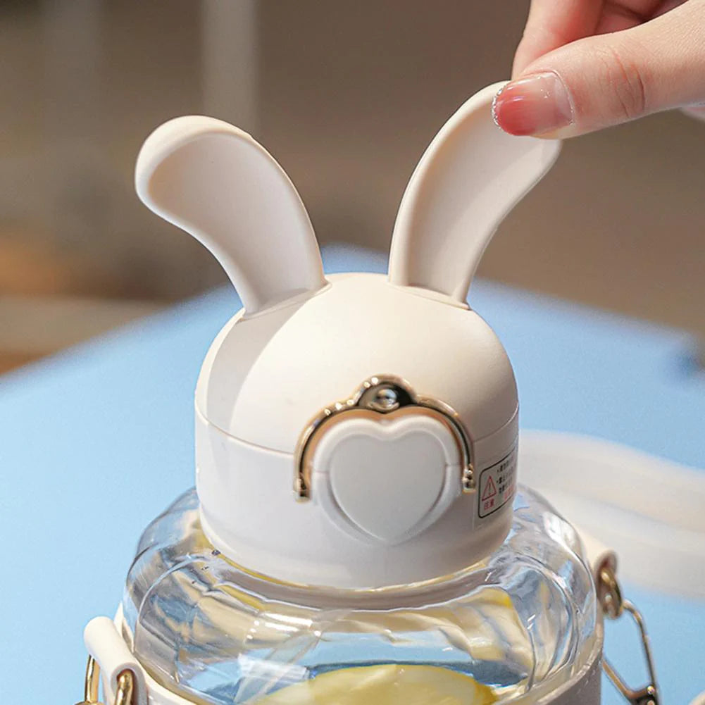 Cute Rabbit Shape Straw Bottle with Protector Case