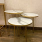 3PCs Coffee Table Set Metal with Marble PVC Top