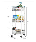 Three-Tier Kitchen Large-capacity Storage Rack Foldable Floor Rack with Wheels