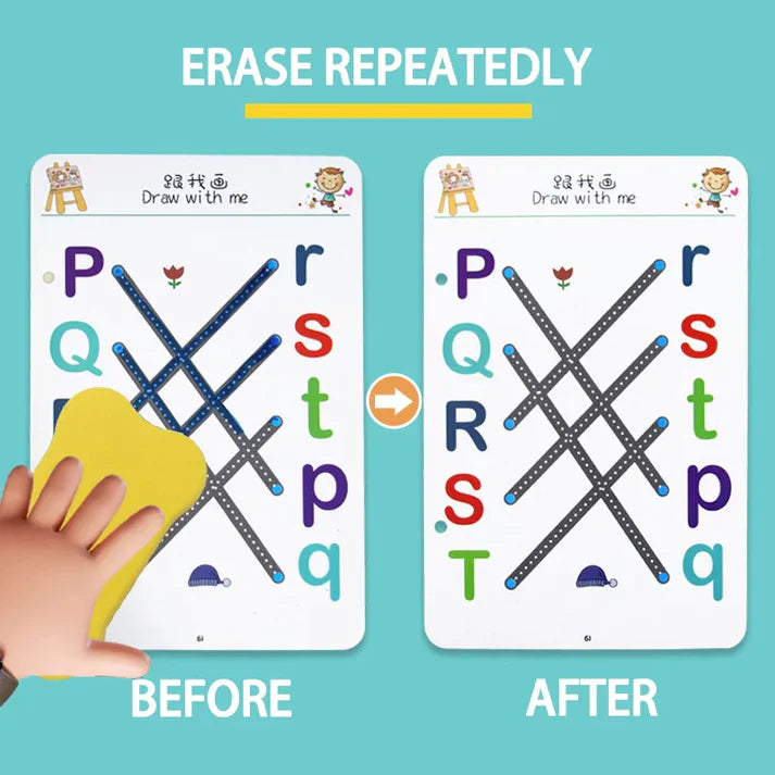 Reusable Educational Tracing Work Book For Kids 64 Pages