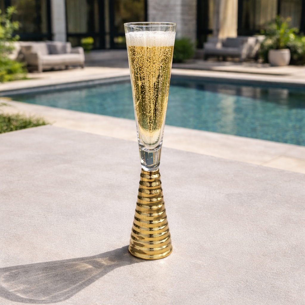 Screw Champagne Flutes Glass - Gold - Set of 6