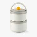 Stainless Steel 2Pcs Lunch Box with Foldable Spoon & Handle